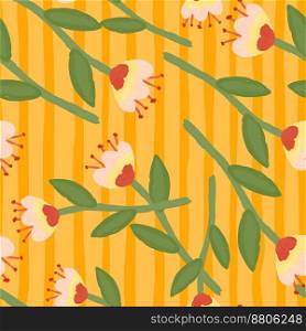Folk flower seamless pattern in naive art style. Decorative floral wallpaper. Cute plants endless backdrop. Design for fabric, textile print, wrapping paper, cover. Vector illustration. Folk flower seamless pattern in naive art style. Decorative floral wallpaper.