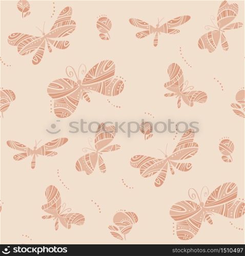 Folk style textured decorative butterfly flock seamless pattern. Vector tile rapport of abstract mosaic style summer floral.. Folk style textured decorative butterfly flock seamless pattern. Vector tile rapport of abstract mosaic style summer floral.