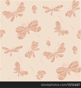 Folk style textured decorative butterfly flock seamless pattern. Vector tile rapport of abstract mosaic style summer floral.. Folk style textured decorative butterfly flock seamless pattern. Vector tile rapport of abstract mosaic style summer floral.