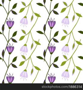Folk wildflower seamless pattern isolated on white background. Floral ornament. Abstract botanical design. Nature wallpaper. For fabric, textile print, wrapping, cover. Vector illustration. Folk wildflower seamless pattern isolated on white background. Floral ornament.