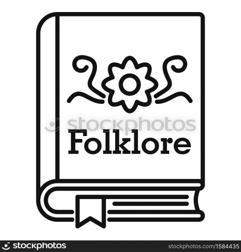 Folklore book icon. Outline folklore book vector icon for web design isolated on white background. Folklore book icon, outline style