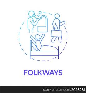 Folkways participation blue gradient concept icon. Social expectation. Social participation. Community engagement abstract idea thin line illustration. Vector isolated outline color drawing. Folkways participation blue gradient concept icon