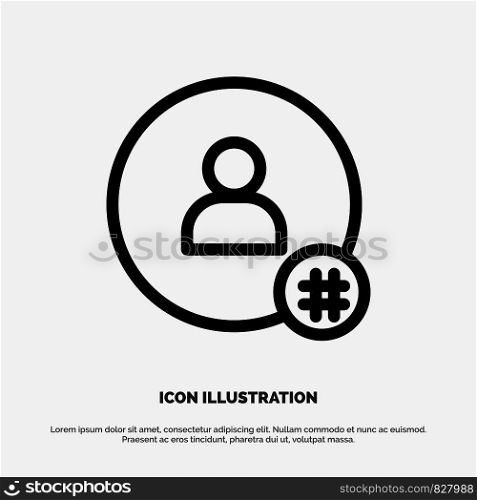 Follow, Hash tag, Tweet, Twitter, Contact Line Icon Vector