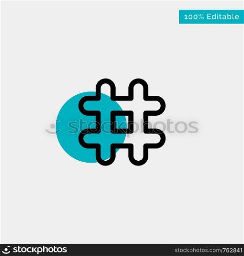 Follow, Hash tag, Tweet, Twitter turquoise highlight circle point Vector icon
