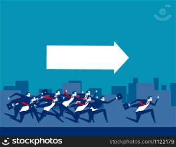 Follow the leader. Business people running. Concept business vector illustration.