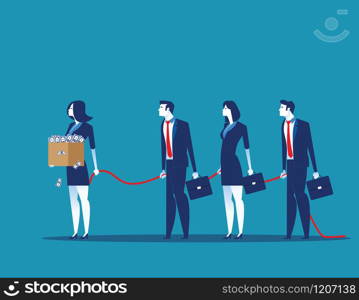 Follow with wealthy business person. Concept business vector illustration. Flat character style.
