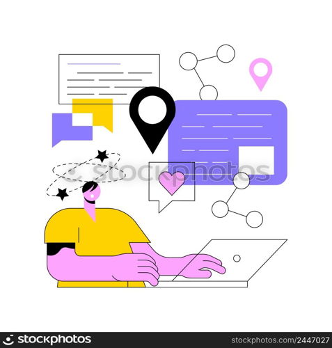 FOMO abstract concept vector illustration. Fear of missing out, social anxiety, having fun, stay connected, social interaction, internet use, psychological health and well-being abstract metaphor.. FOMO abstract concept vector illustration.