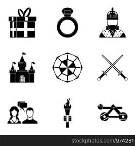 Fondness icons set. Simple set of 9 fondness vector icons for web isolated on white background. Fondness icons set, simple style