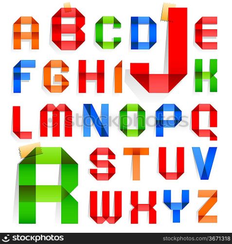 Font folded from colored paper - Alphabet