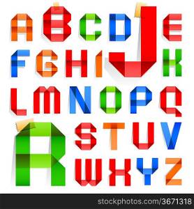Font folded from colored paper - Alphabet