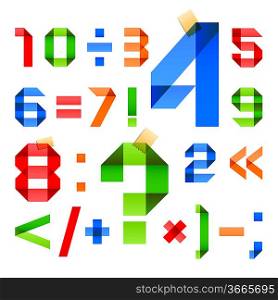 Font folded from colored paper - Arabic numerals