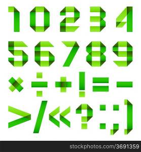 Font folded from green paper - Arabic numerals