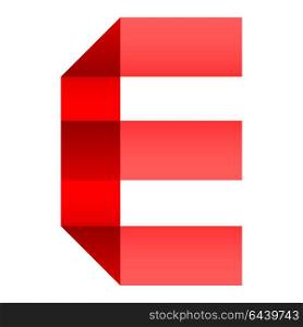 Font folded paper letter. Alphabet of folded paper letter E, vector illustration