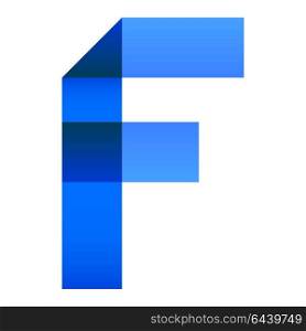 Font folded paper letter. Alphabet of folded paper letter F, vector illustration