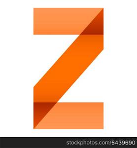 Font folded paper letter. Alphabet of folded paper letter Z, vector illustration