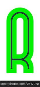 Font for your design, alphabet in simple style. Vector letter R. Font for your design, colored alphabet