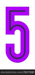 Font for your design, number five in simple style.