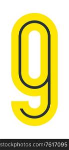 Font for your design, number nine in simple style.