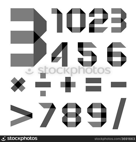 Font from a paper transparent tape - Numerals