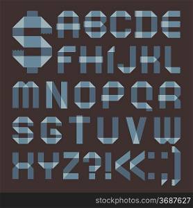 Font from bluish scotch tape - Roman alphabet