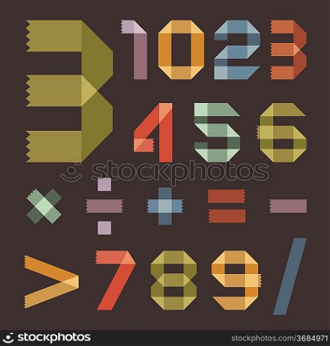 Font from colored scotch tape - Arabic numerals