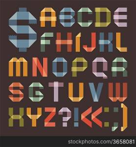 Font from colored scotch tape - Roman alphabet