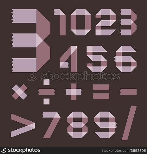 Font from lilac scotch tape - Arabic numerals
