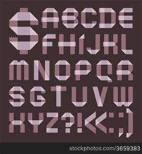 Font from lilac scotch tape - Roman alphabet