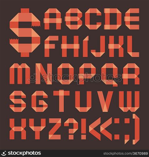 Font from reddish scotch tape - Roman alphabet