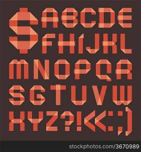 Font from reddish scotch tape - Roman alphabet