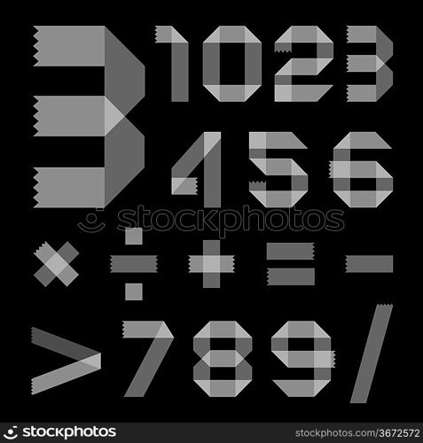 Font from scotch tape - Arabic numerals