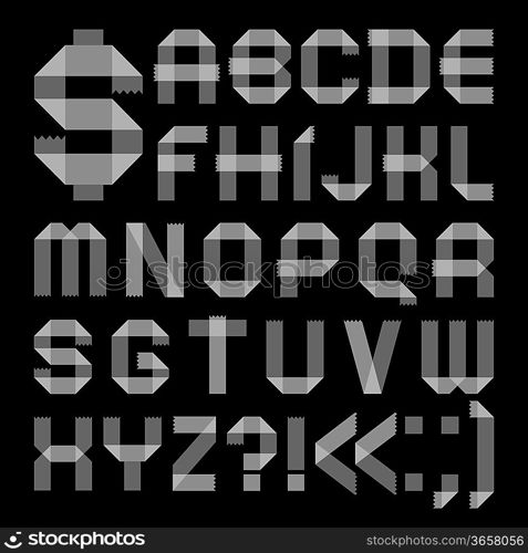 Font from scotch tape - Roman alphabet