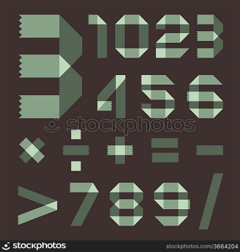 Font from spindrift scotch tape - Arabic numerals