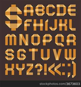 Font from yellowish scotch tape - Roman alphabet