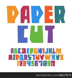Font paper cut upper case, pastel colors. Font paper cut upper case pastel colors
