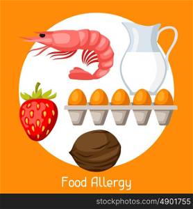 Food allergy. Vector illustration for medical websites advertising medications. Food allergy. Vector illustration for medical websites advertising medications.
