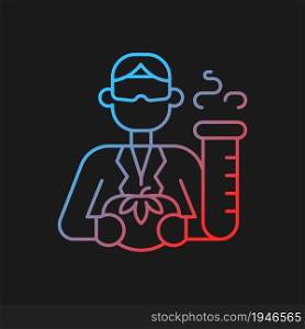 Food analyst gradient vector icon for dark theme. Food scientist. Nutrition safety tester. Chemical laboratory worker. Thin line color symbol. Modern style pictogram. Vector isolated outline drawing. Food analyst gradient vector icon for dark theme
