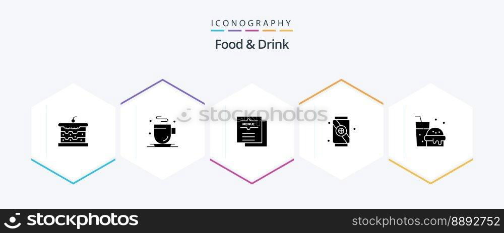 Food And Drink 25 Glyph icon pack including . food. drink. menu