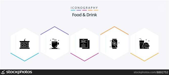 Food And Drink 25 Glyph icon pack including . food. drink. menu
