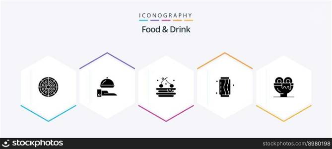 Food And Drink 25 Glyph icon pack including food. drink. serving. can. drink