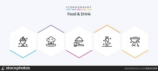 Food And Drink 25 Line icon pack including food. carrot. cook. restaurant