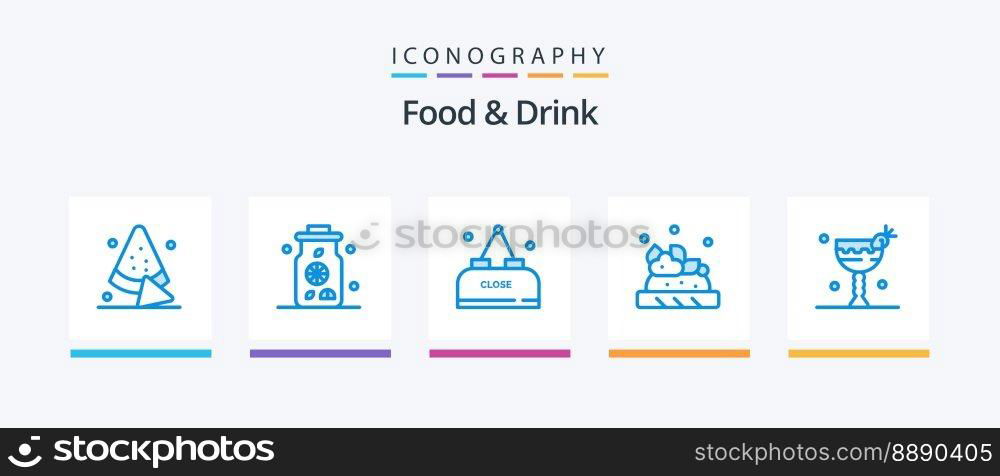 Food And Drink Blue 5 Icon Pack Including cocktail. drink. drink. food.. Creative Icons Design