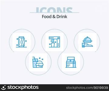 Food And Drink Blue Icon Pack 5 Icon Design. food. drink. milk. coffee maker. food