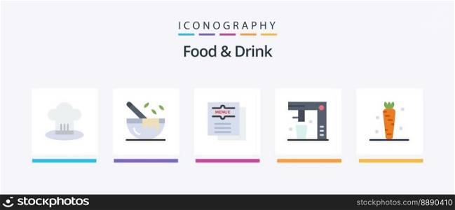 Food And Drink Flat 5 Icon Pack Including fast food. coffee maker. restaurant. restaurant. food. Creative Icons Design