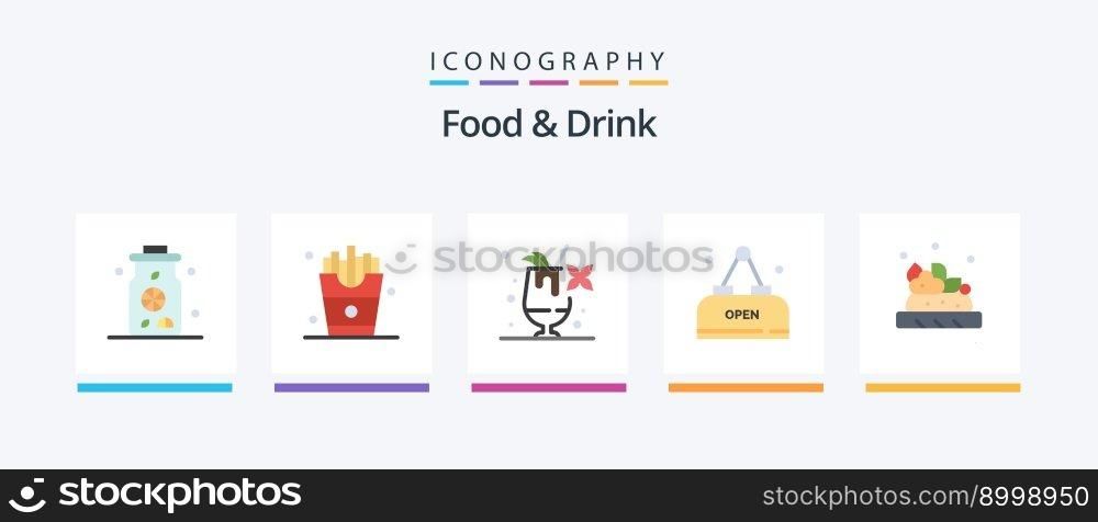 Food And Drink Flat 5 Icon Pack Including . meal. food.. Creative Icons Design