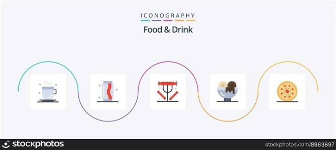 Food And Drink Flat 5 Icon Pack Including pizza. food. soda. drink. food