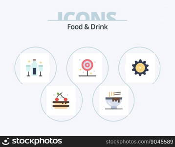 Food And Drink Flat Icon Pack 5 Icon Design. food. dinner. kitchen. breakfast. champagne