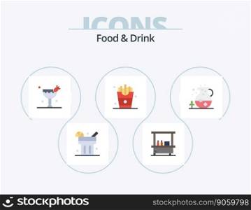 Food And Drink Flat Icon Pack 5 Icon Design. french fries. eat. drink. eat