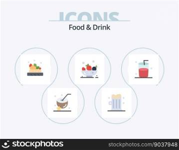 Food And Drink Flat Icon Pack 5 Icon Design. glass. drink. food.