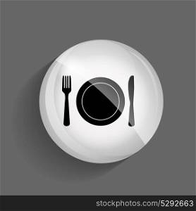 Food and Drink Glossy Icon Vector Illustration on Gray Background. EPS10.. Food and Drink Glossy Icon Vector Illustration